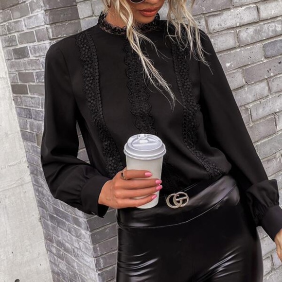 Luxe Classic Lace Solid Work Minimalist Top - Picture 3 of 10